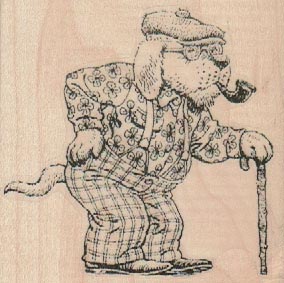 Old Dog With Cane 3 x 3