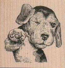 Dog Giving Paw 2 1/4 x 2 1/4