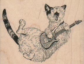 Singing Cat With Guitar 3 x 2 1/4