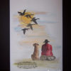 Man And Dog Sitting 3 1/4 x 2 3/4-59858