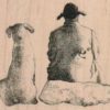 Man And Dog Sitting 3 1/4 x 2 3/4-0
