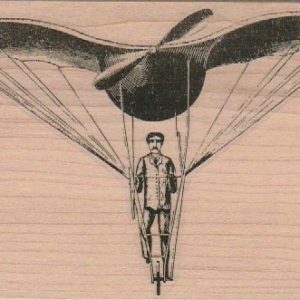 Man In Flying Machine 3 1/2 x 5-0