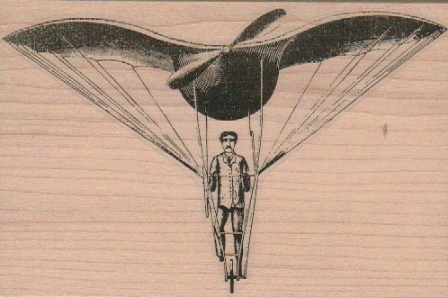 Man In Flying Machine 3 1/2 x 5