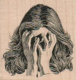 Woman Covering Face With Hands 2 3/4 x 2 3/4