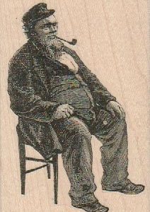 Pipe Smoker On Chair 2 1/4 x 3 1/4-0