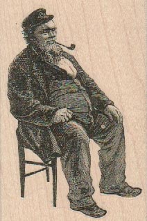 Pipe Smoker On Chair 2 1/4 x 3 1/4