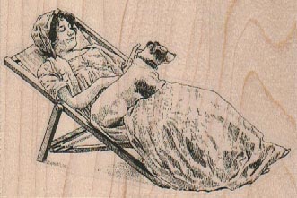Reclining Lady with Dog 3 1/2 x 2 1/4
