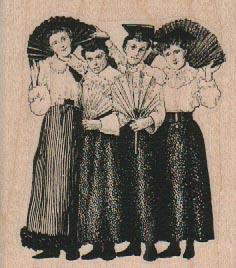 Four Ladies With Fans 2 1/2 x 2 3/4