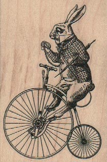 Rabbit on Old Bicycle 2 1/4 x 3 1/4