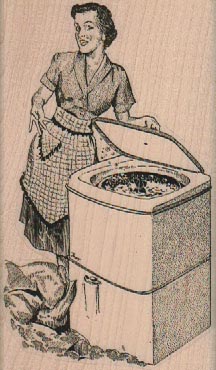 Lady With Washing Machine 2 1/4 x 3 3/4