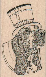 Dog Head In Steampunk TopHat 1 3/4 x 2 3/4