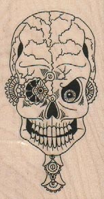 Steampunk Skull Face-On 1 3/4 x 3