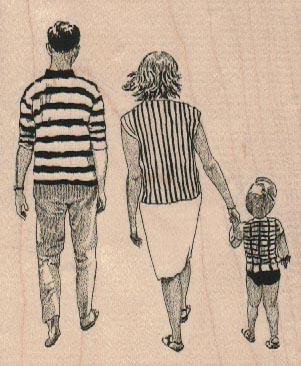 Family Walking 3 1/4 x 3 3/4