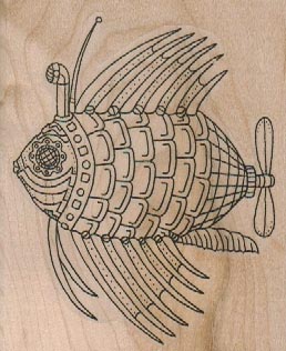 Steampunk Spiky Fish 2 3/4 x 3 1/4