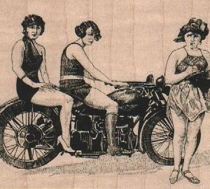 Ladies By Motorcycle 3 3/4 x 2 3/4-0