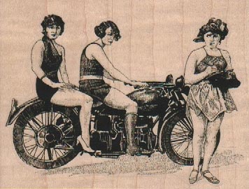 Ladies By Motorcycle 3 3/4 x 2 3/4