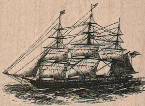 Triple Mast Sailing Ship 3 1/4 x 2 1/4-0