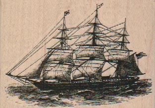 Triple Mast Sailing Ship 3 1/4 x 2 1/4