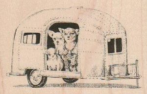 Dog Family in Trailer 3 1/4 x 2-0