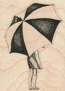 Girl With Umbrella facing away 2 1/4 x 3