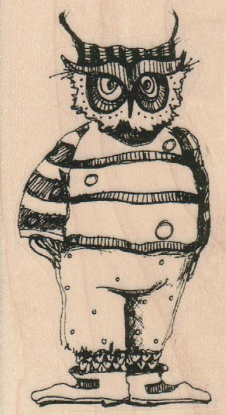 Whimsical Owl in Clothes 1 3/4 x 3