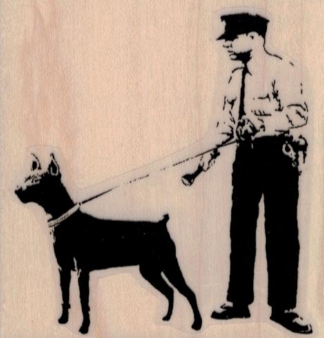 Banksy Cop With Dog 2 1/2 x 2 1/2