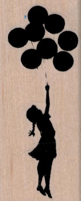 Banksy Girl Floating With Balloons 1 1/2 x 3 1/2