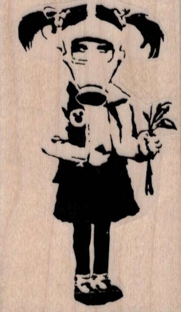 Banksy Gas Mask Flower Girl 2 x 3 1/4