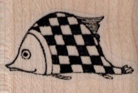 Whimsical Checker Fish 1 1/2 x 1