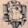 Whimsical Lady on Bench 2 3/4 x 4-0
