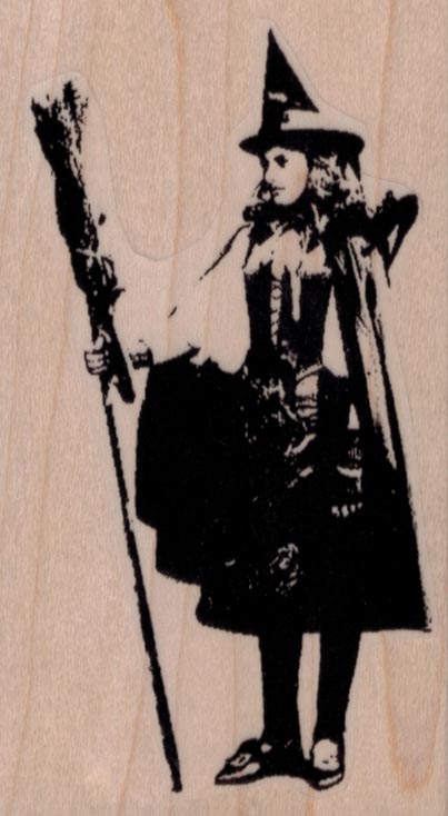 Witch Holding Broom 2 1/4 x 3 3/4