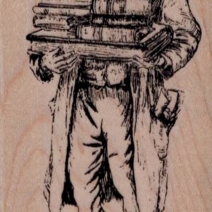 Vintage Man with Books 2 1/4 x 4-0