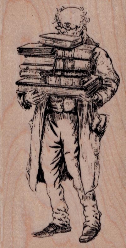 Vintage Man with Books 2 1/4 x 4