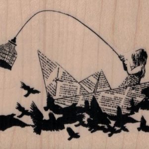 Banksy Child Fishing In Paper Boat 4 x 2 1/2-0