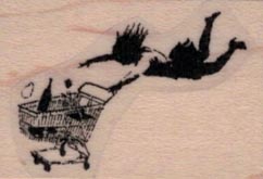 Banksy Woman Falling With Cart 1 x 1 1/4