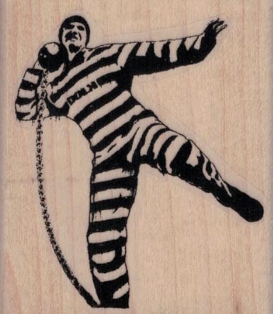 Banksy Convict Throwing Ball and Chain 2 x 2 1/4