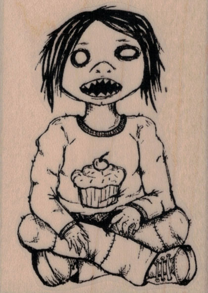 Creepy Cupcake Girl by Tera Callihan 2 1/4 x 3