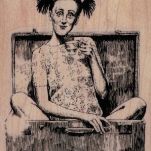 Lady Drinking Tea In Box 2 3/4 x 3-0