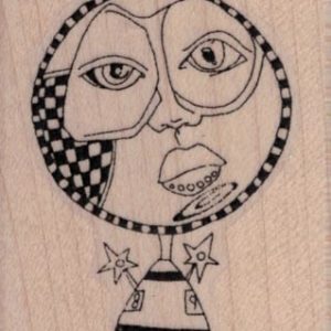 Whimsical Circle Face Lady 1 3/4 x 2 1/2-0