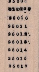 Rows of Numbers 1 x 4 1/4-0
