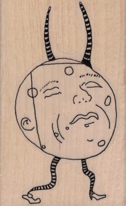 Whimsical Moon Head Guy 2 1/4 x 3 1/2