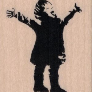 Banksy Excited Boy Arms Out Catching Snowflake 2 x 2 1/4-0
