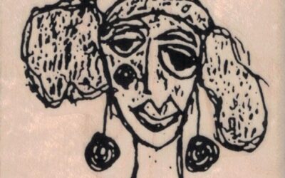 Tina Walker Scribble Girl Pigtails 2 1/2 x 2